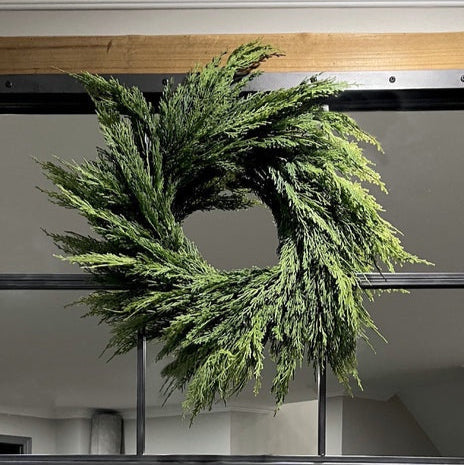 Faux Whispy Cedar Wreath - 20"