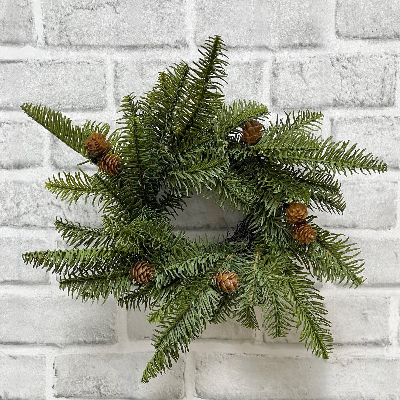 Faux Balsam Fir Candle Ring w/ Pinecones