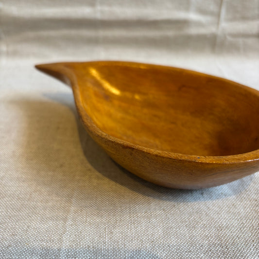 Vintage Carved Teardrop Wooden Bowl