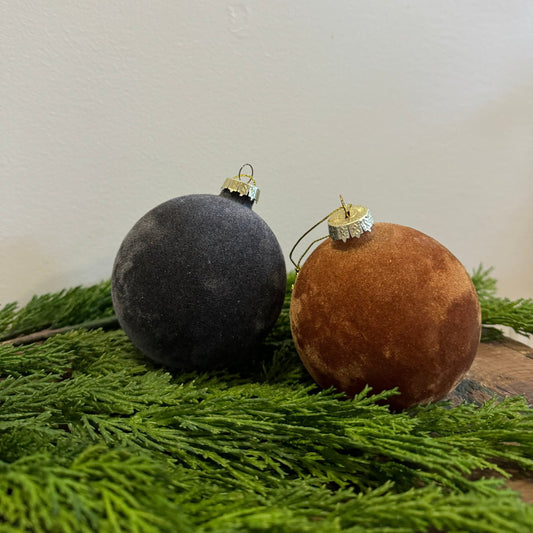 Velvet Glass Ornament: Grey