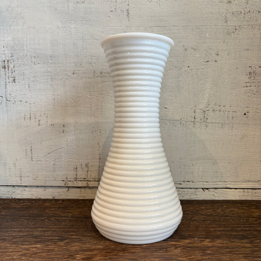Vintage Milk Glass Vase - Ribbed