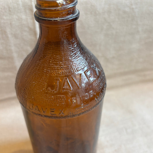 Vintage Brown Glass Javex Bottle - SM