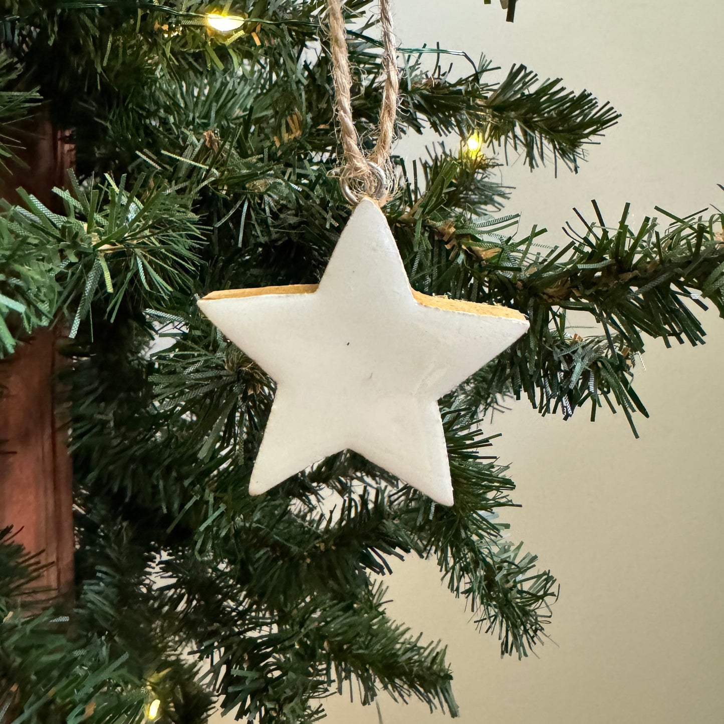 Wooden Star Ornament: White