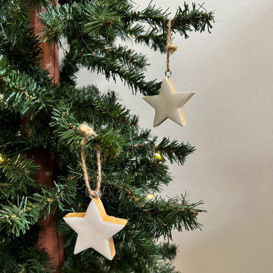 Wooden Star Ornament: White