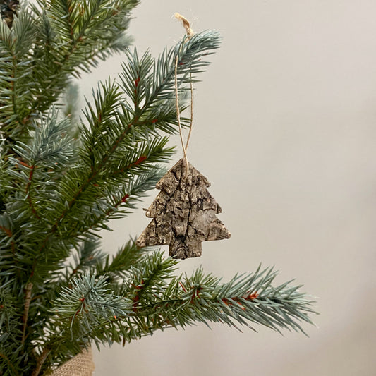 Birch Bark Tree Shaped Ornaments
