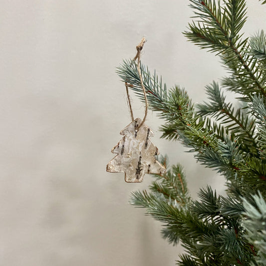 Birch Bark Tree Shaped Ornaments