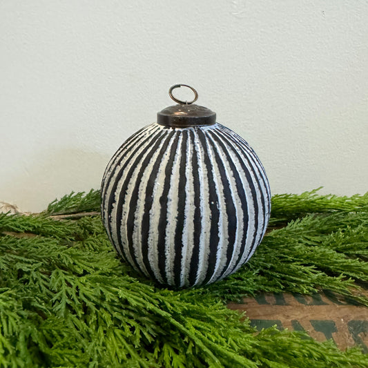Patinaed Ball Ornament: Stripes