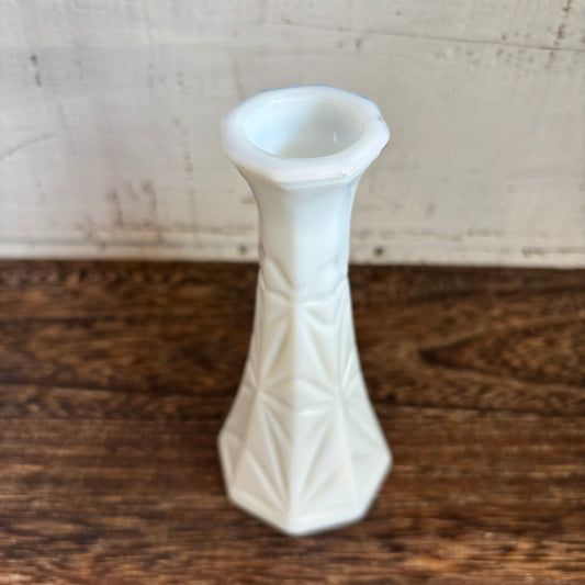 Vintage Geometric Milk Glass Vase- SM