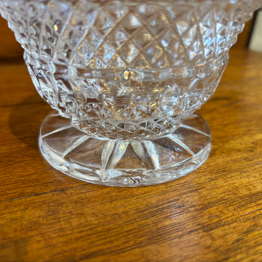 Vintage Crystal Footed Bowl w/ Oval Band Design