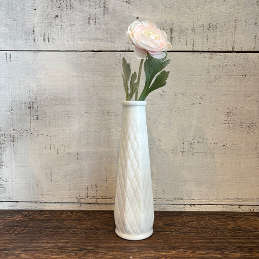 Vintage Milk Glass Vase - Diamond