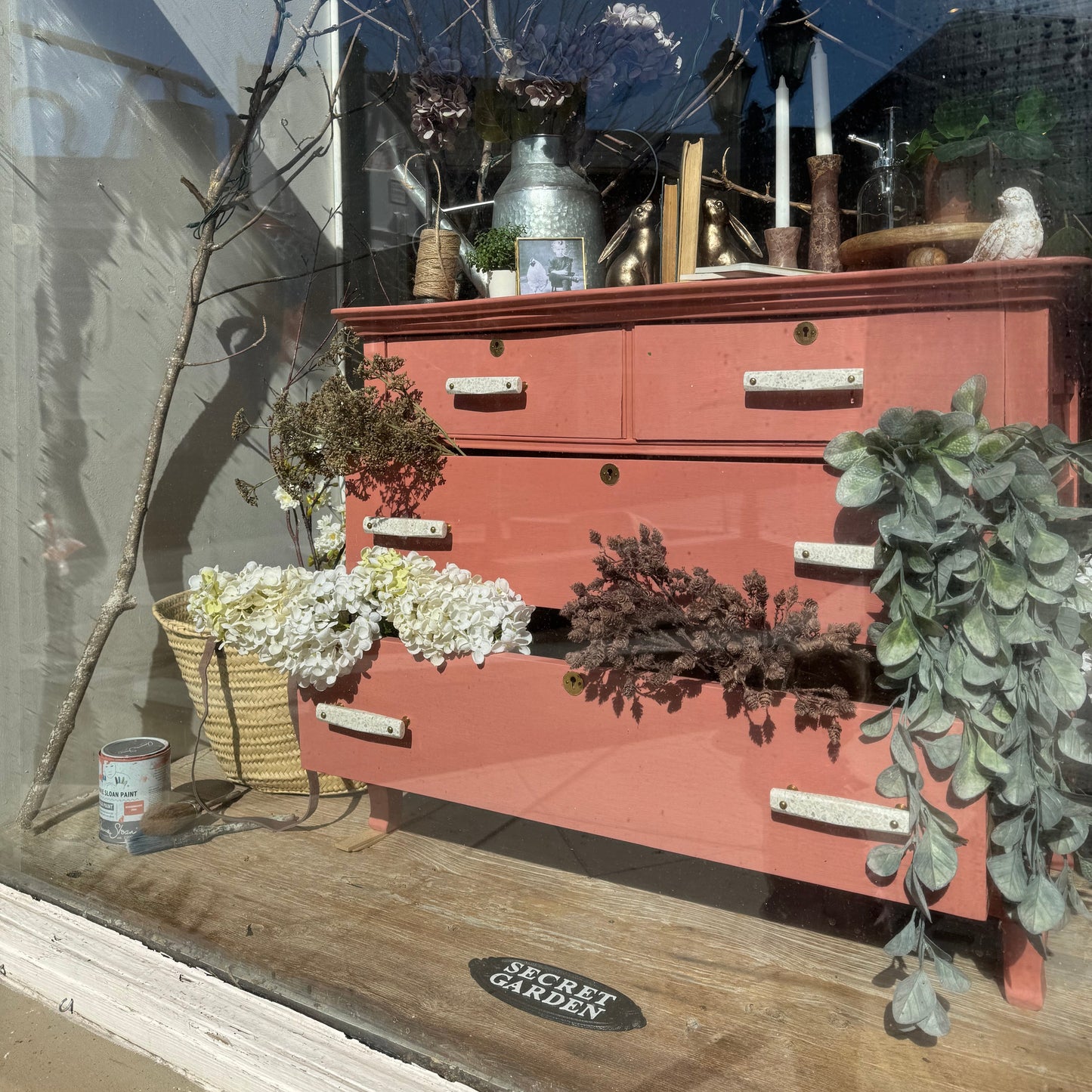 Vintage Dresser Chalk Painted - Scandinavian Pink w/ Marble Pulls