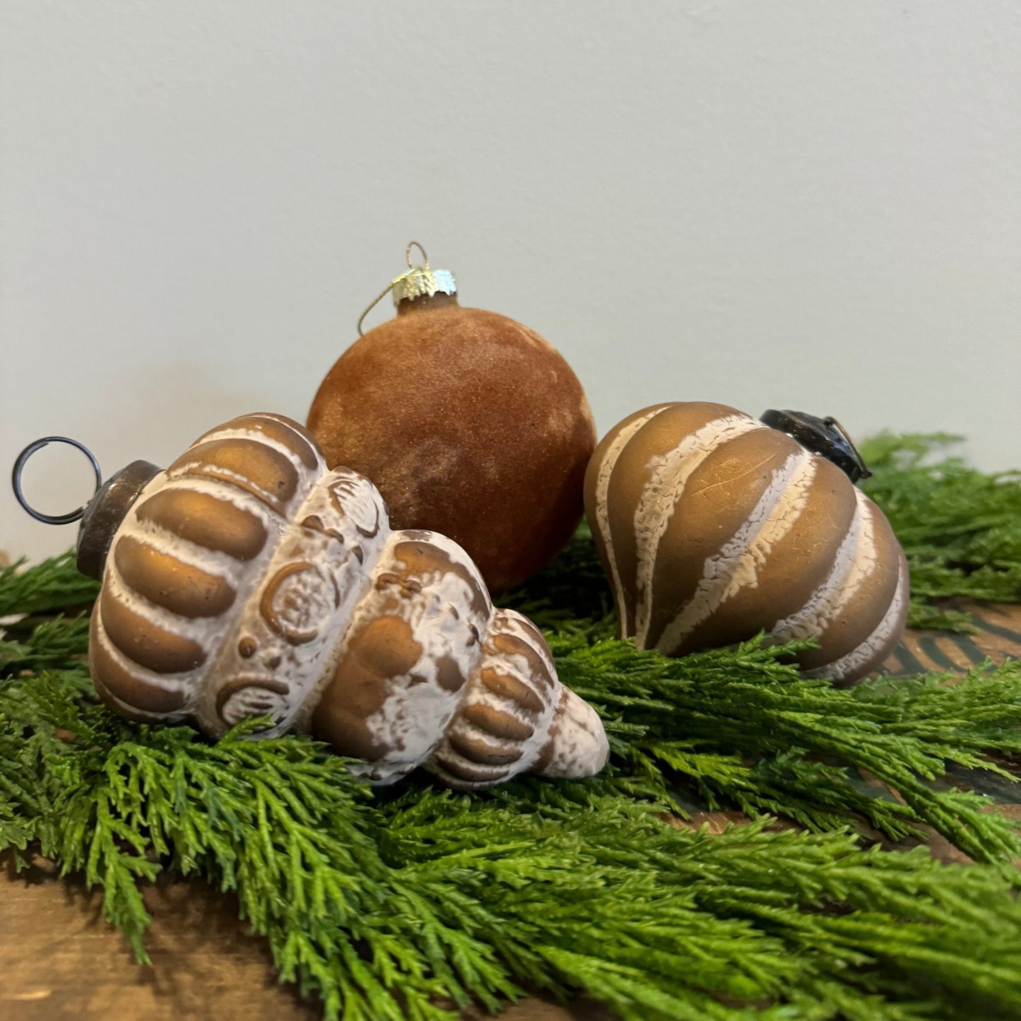 Velvet Glass Ornament: Tan