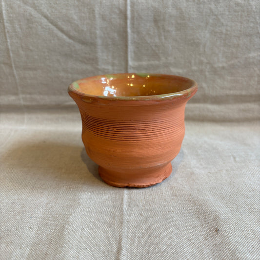Vintage Textured Terracotta Pot w/ Green Glaze Inside