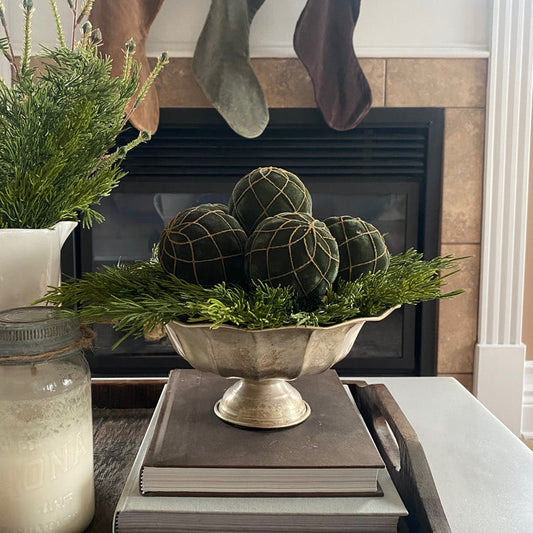 Velvet Glass Ornament: Green + Gold