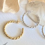 Textured 28mm Hoop Earring - Gold