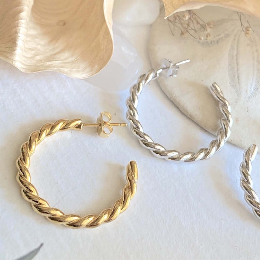 Textured 28mm Hoop Earring - Gold