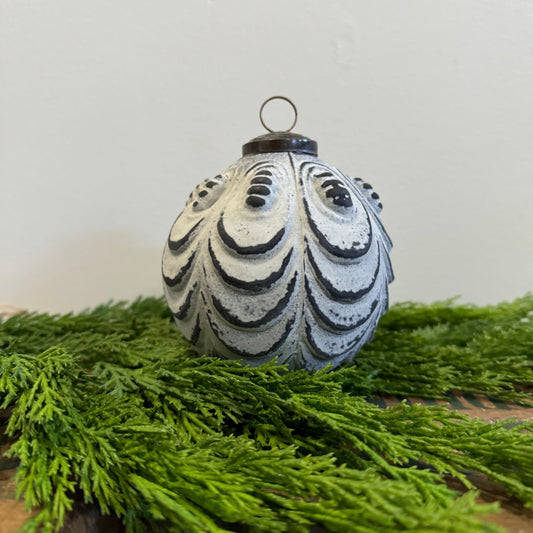 Patinaed Ball Ornament: Feather
