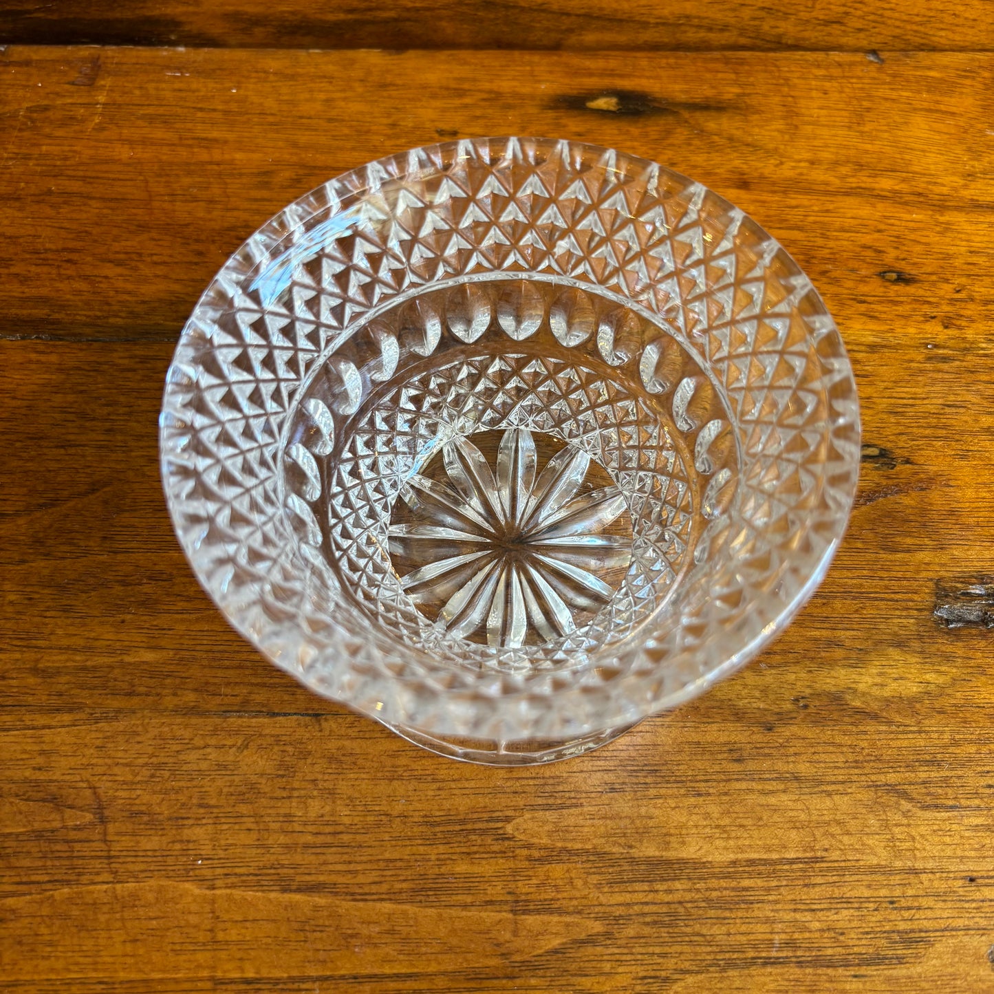 Vintage Crystal Footed Bowl w/ Oval Band Design
