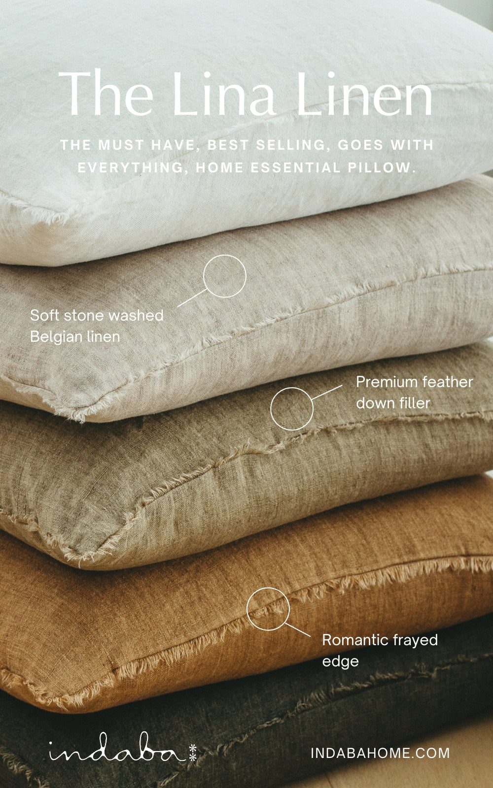 24x24 Lina Linen Pillow Glacier