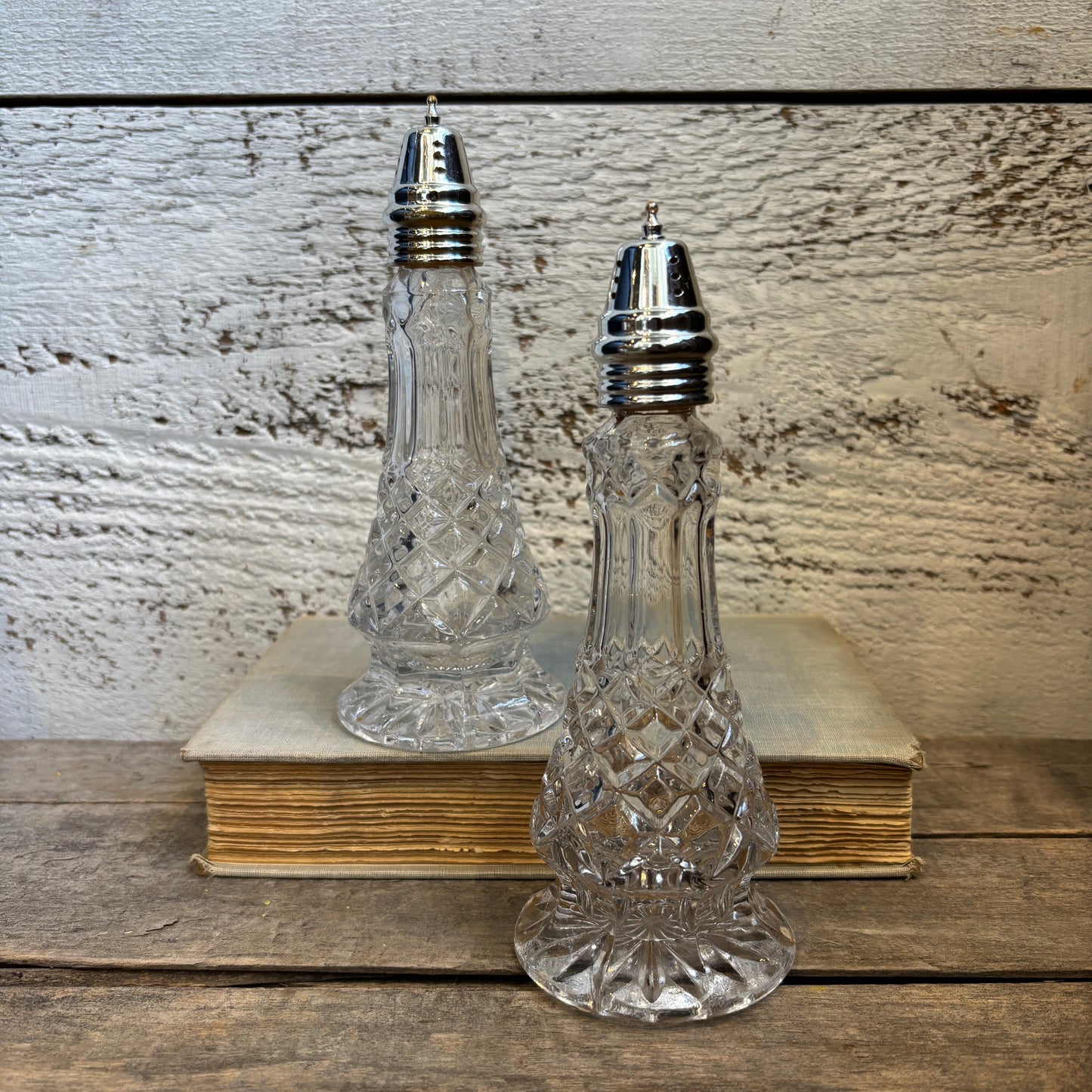 Vintage Cut Glass Salt & Pepper Shaker Set