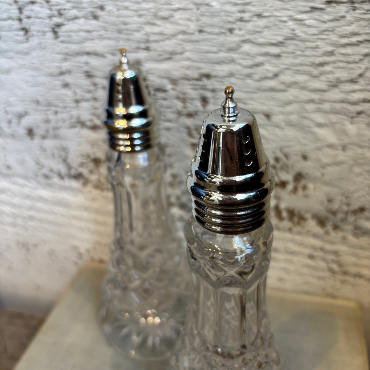 Vintage Cut Glass Salt & Pepper Shaker Set