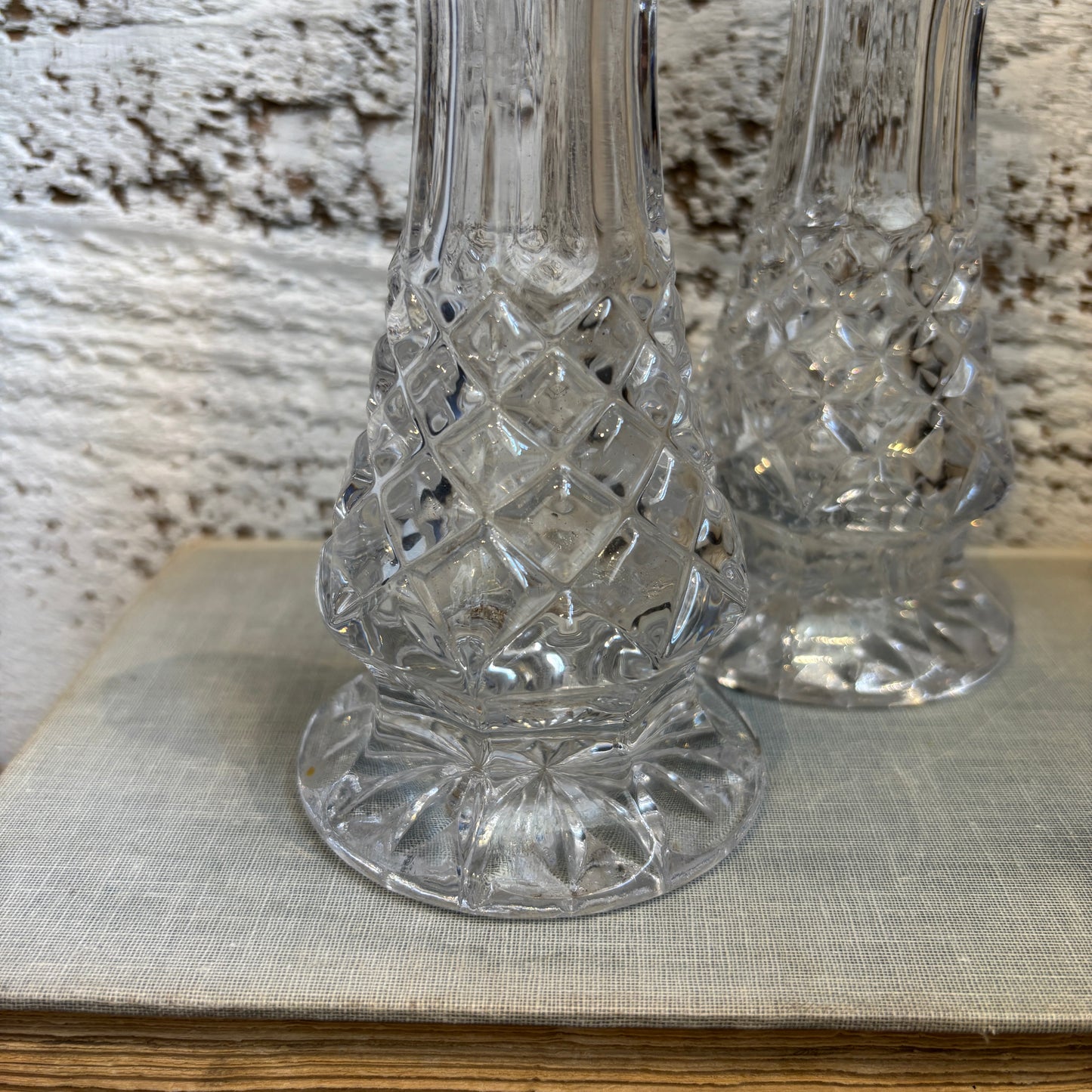 Vintage Cut Glass Salt & Pepper Shaker Set