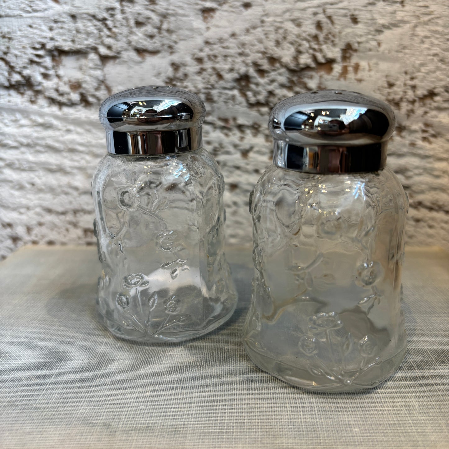 Vintage Embossed Floral Salt & Pepper Shaker Set