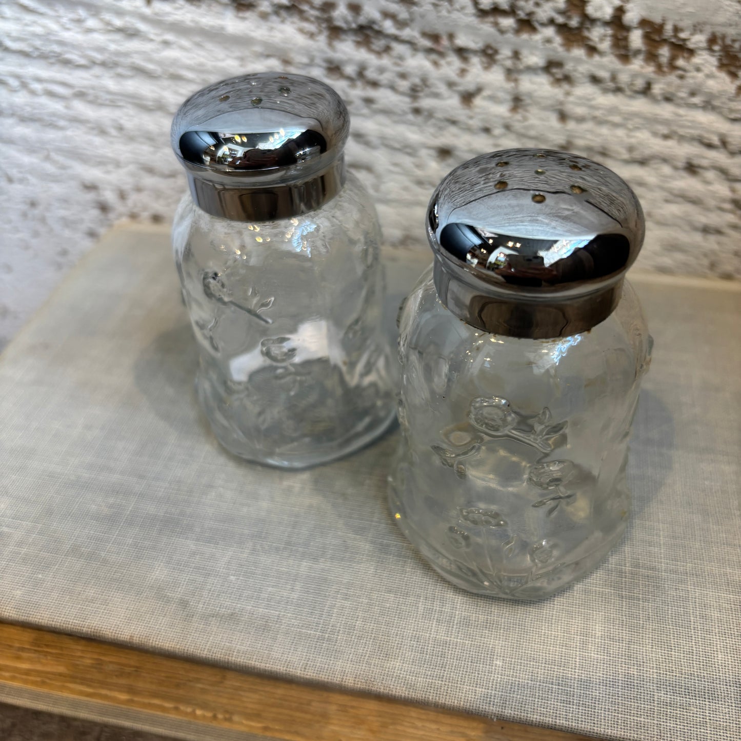 Vintage Embossed Floral Salt & Pepper Shaker Set