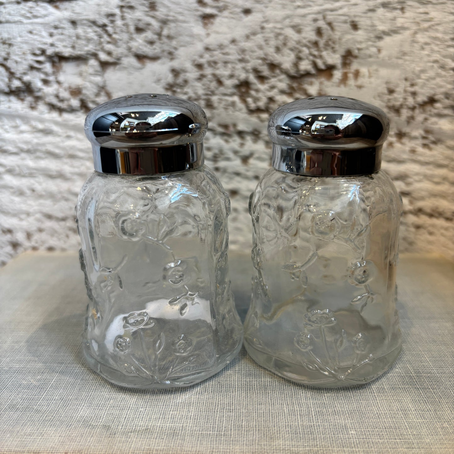 Vintage Embossed Floral Salt & Pepper Shaker Set