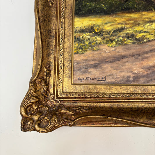 Vintage Inge MacDonald Oil Painting w/ Ornate Frame - Wagon On Road