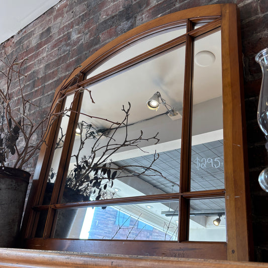 Wood Window Frame Mirror - Arched