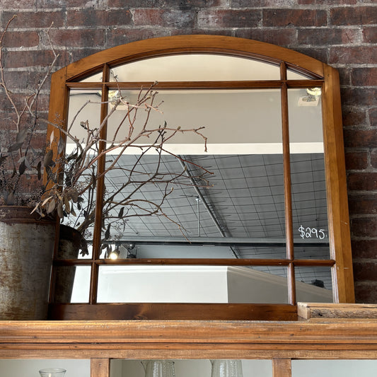 Wood Window Frame Mirror - Arched