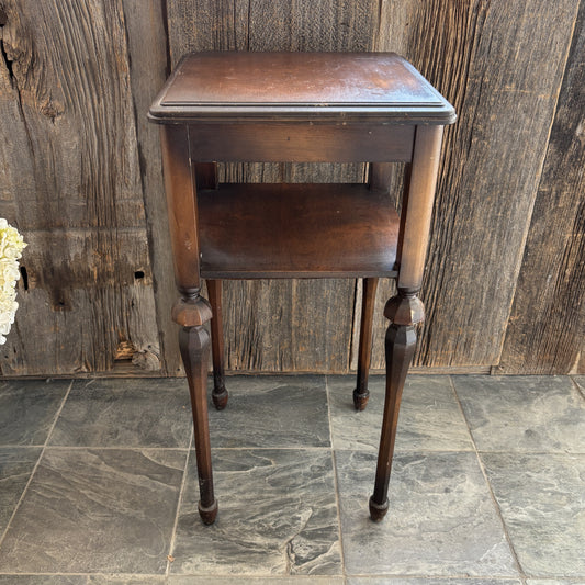 Antique Wood Lamp Table - Dark
