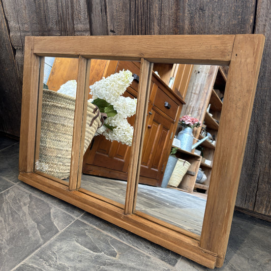 Vintage Pine Window Frame Mirror