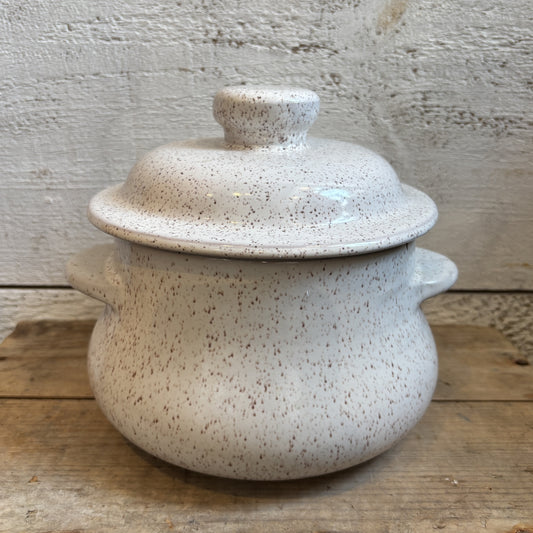 Vintage BMP White Speckled Bean Pot - LG