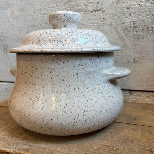 Vintage BMP White Speckled Bean Pot - LG