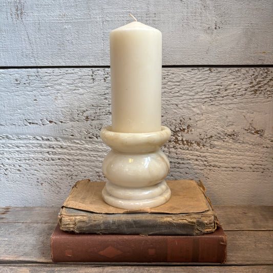 Vintage Alabaster Pillar Candle Holder