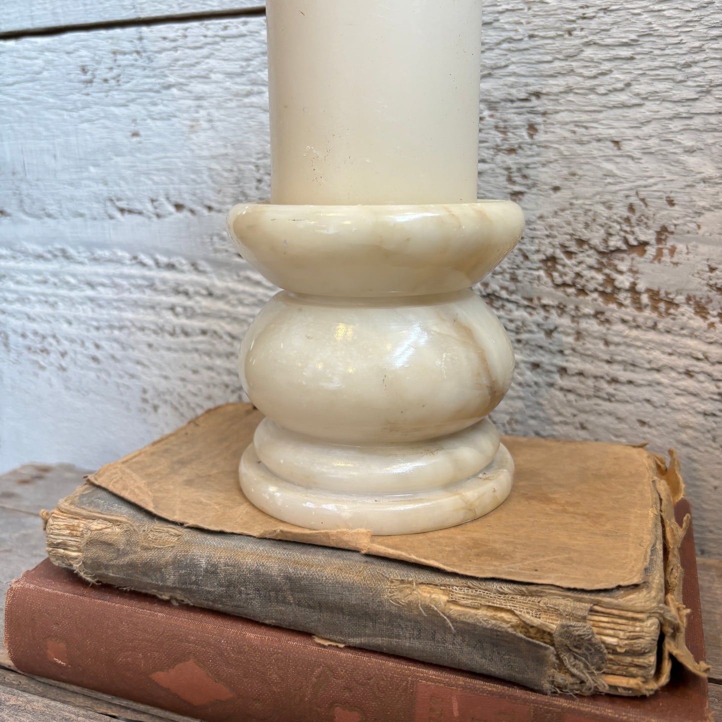 Vintage Alabaster Pillar Candle Holder