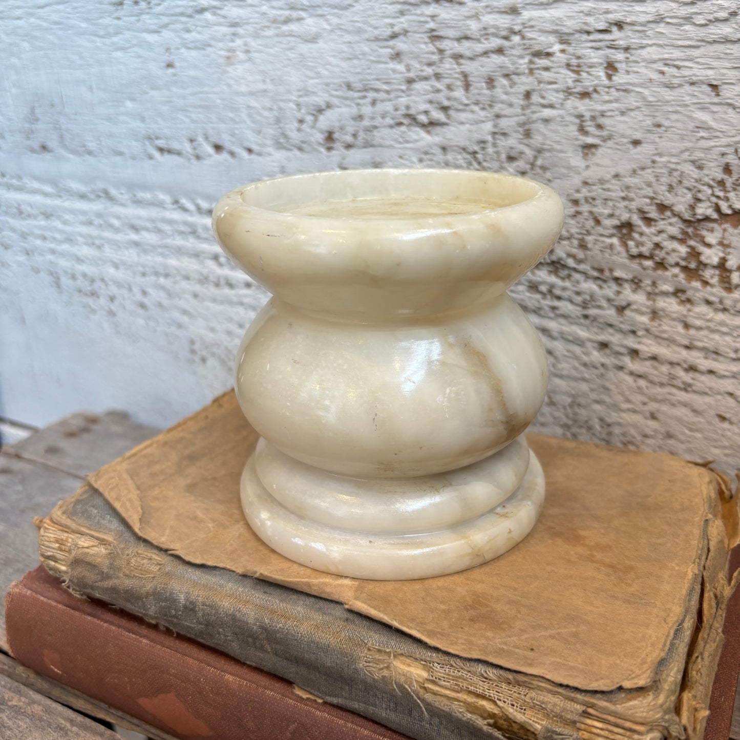 Vintage Alabaster Pillar Candle Holder