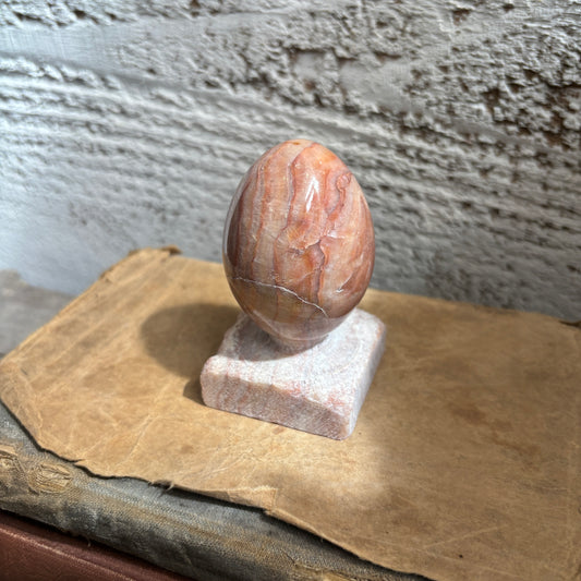 Vintage Pink Stone Egg Paperweight