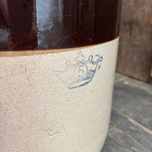 Vintage #5 Open Mouth Crock - Brown/Beige