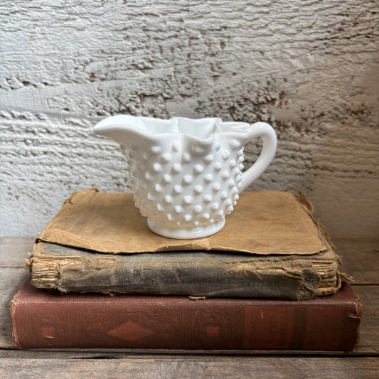 Vintage Milk Glass Hobnail Creamer