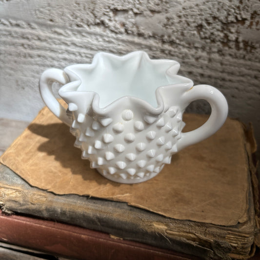 Vintage Milk Glass Hobnail Sugar Bowl