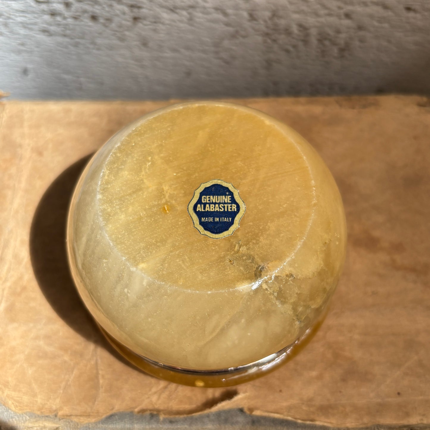 Vintage Italian Alabaster Round Trinket Box