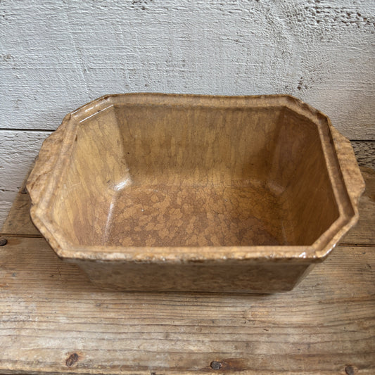 Vintage Stoneware Dish w/Handles - Beige