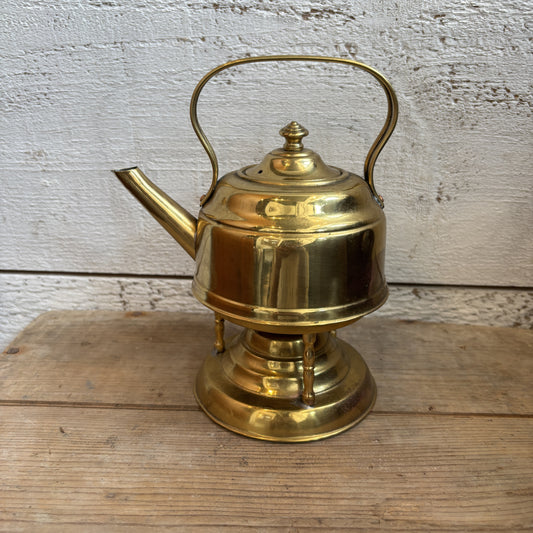 Vintage Brass Tea Pot w/Warmer - SM