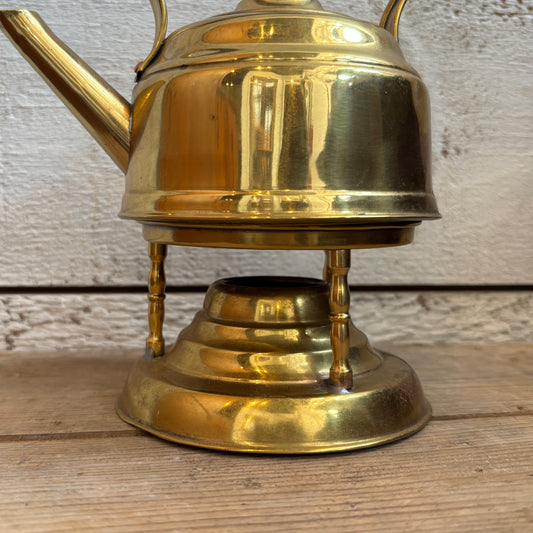Vintage Brass Tea Pot w/Warmer - SM