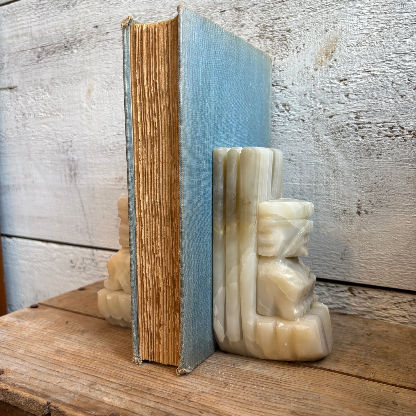 Vintage Onyx Stone Bookends (Set of 2)