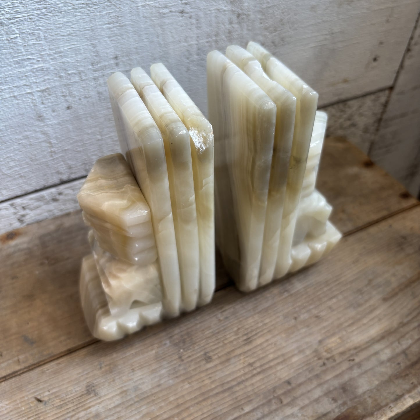Vintage Onyx Stone Bookends (Set of 2)