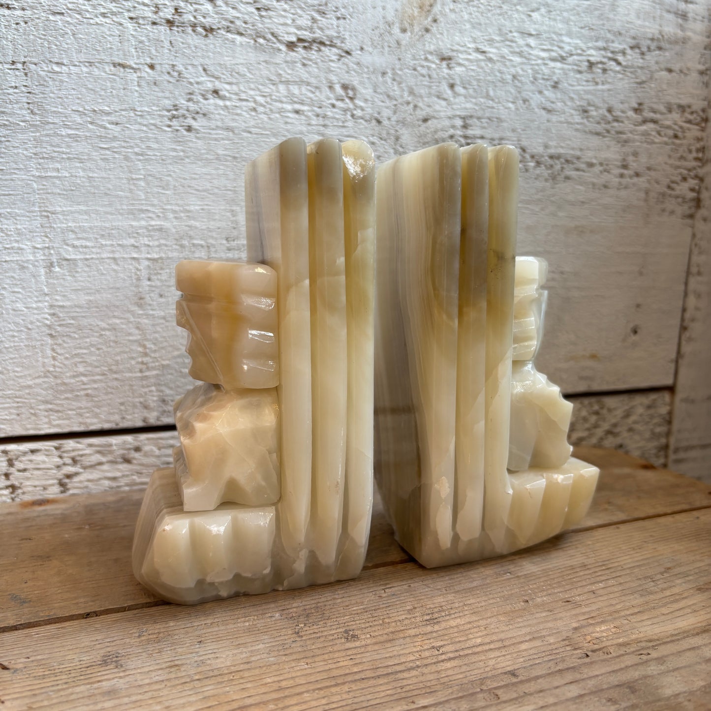 Vintage Onyx Stone Bookends (Set of 2)